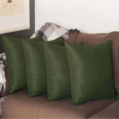 Set Of Four 18" X 18" Fern Green Polyester Zippered Pillow Cover