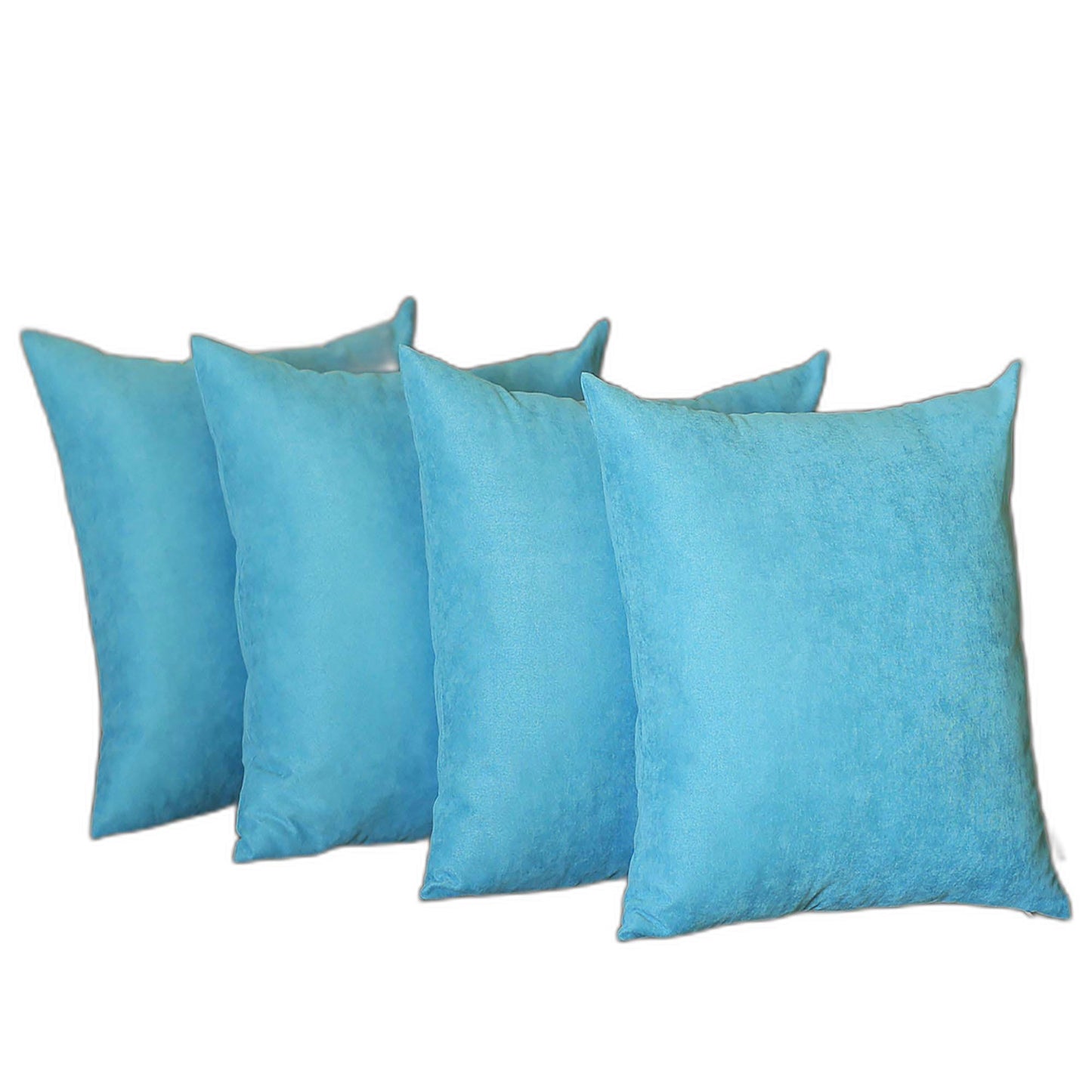 Set Of Four 18" X 18" Sky Blue Polyester Zippered Pillow Cover