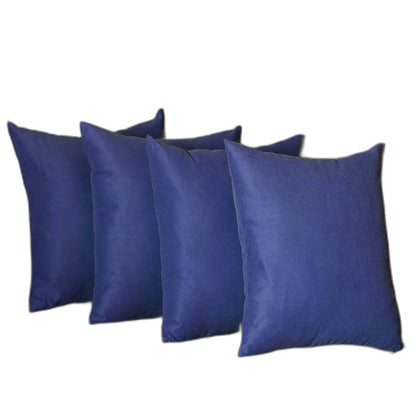 Set Of Four 18" X 18" Sapphire Blue Polyester Zippered Pillow Cover