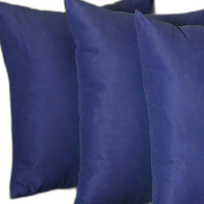 Set Of Four 18" X 18" Sapphire Blue Polyester Zippered Pillow Cover