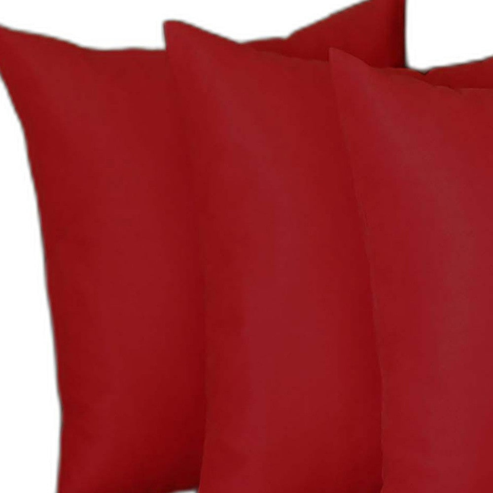 Set Of Four 18" X 18" Red Polyester Zippered Pillow Cover