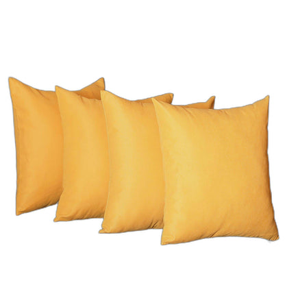 Set Of Four 20" X 20" Yellow Polyester Zippered Pillow Cover