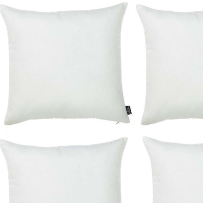 Set Of Four 22" X 22" White Polyester Zippered Pillow Cover