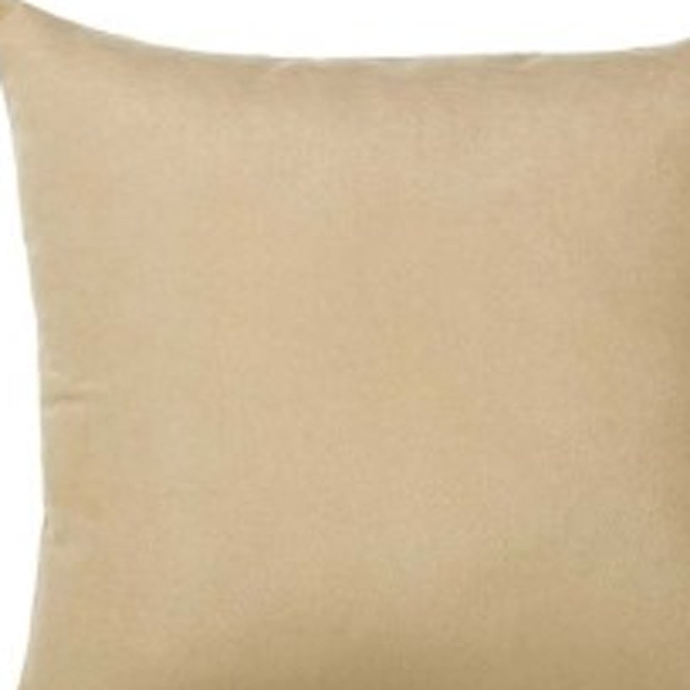 Set Of Four 22" X 22" Beige Polyester Zippered Pillow Cover