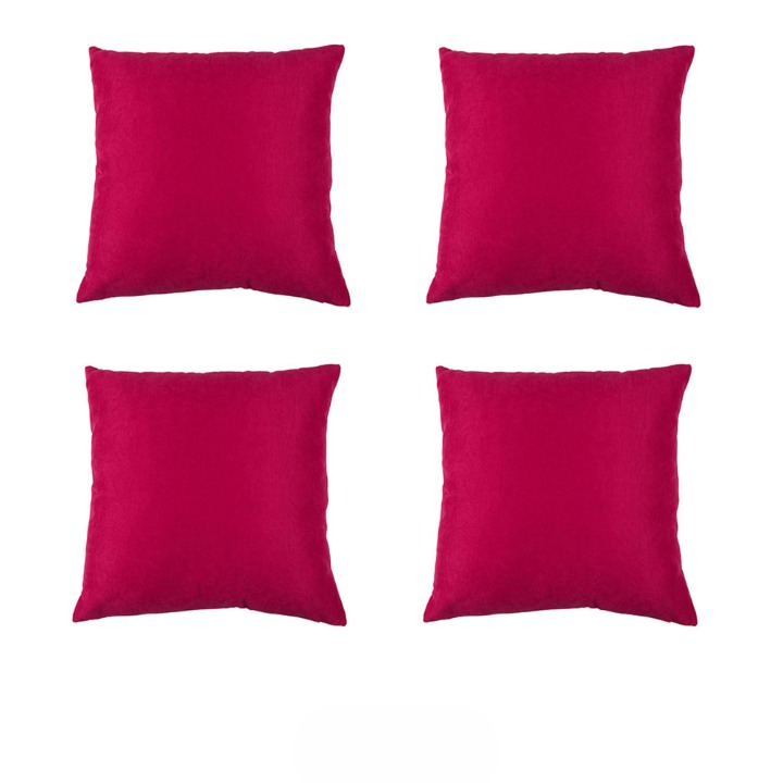 Set Of Four 22" X 22" Pink Polyester Zippered Pillow Cover