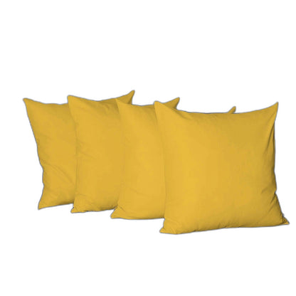 Set Of Four 22" X 22" Yellow Polyester Zippered Pillow Cover