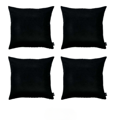 Set Of Four 26" X 26" Black Polyester Zippered Pillow Cover