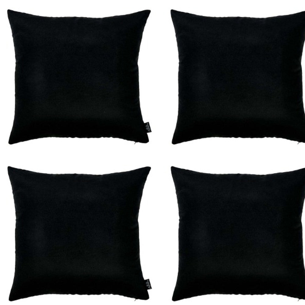 Set Of Four 26" X 26" Black Polyester Zippered Pillow Cover