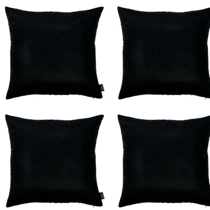 Set Of Four 26" X 26" Black Polyester Zippered Pillow Cover