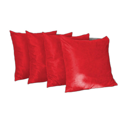 Set Of Four 26" X 26" Red Polyester Zippered Pillow Cover