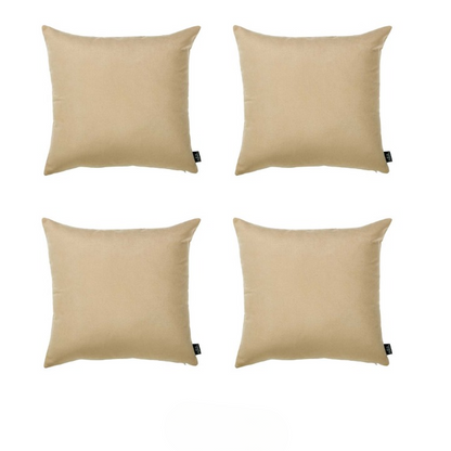 Set Of Four 26" X 26" Beige Polyester Zippered Pillow Cover