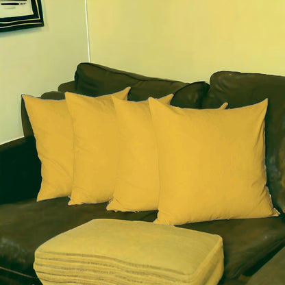 Set Of Four 26" X 26" Yellow Polyester Zippered Pillow Cover