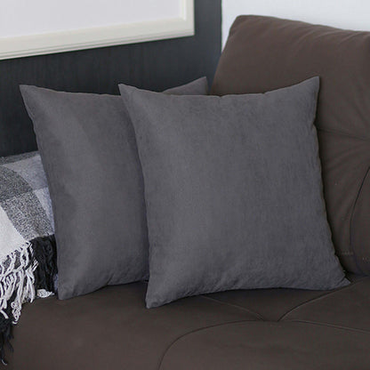 Set Of Two 16" X 16" Gray Polyester Zippered Pillow Cover