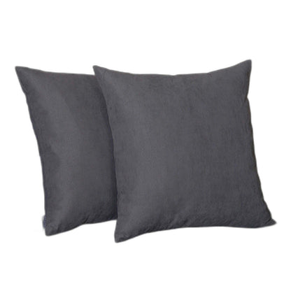 Set Of Two 16" X 16" Gray Polyester Zippered Pillow Cover