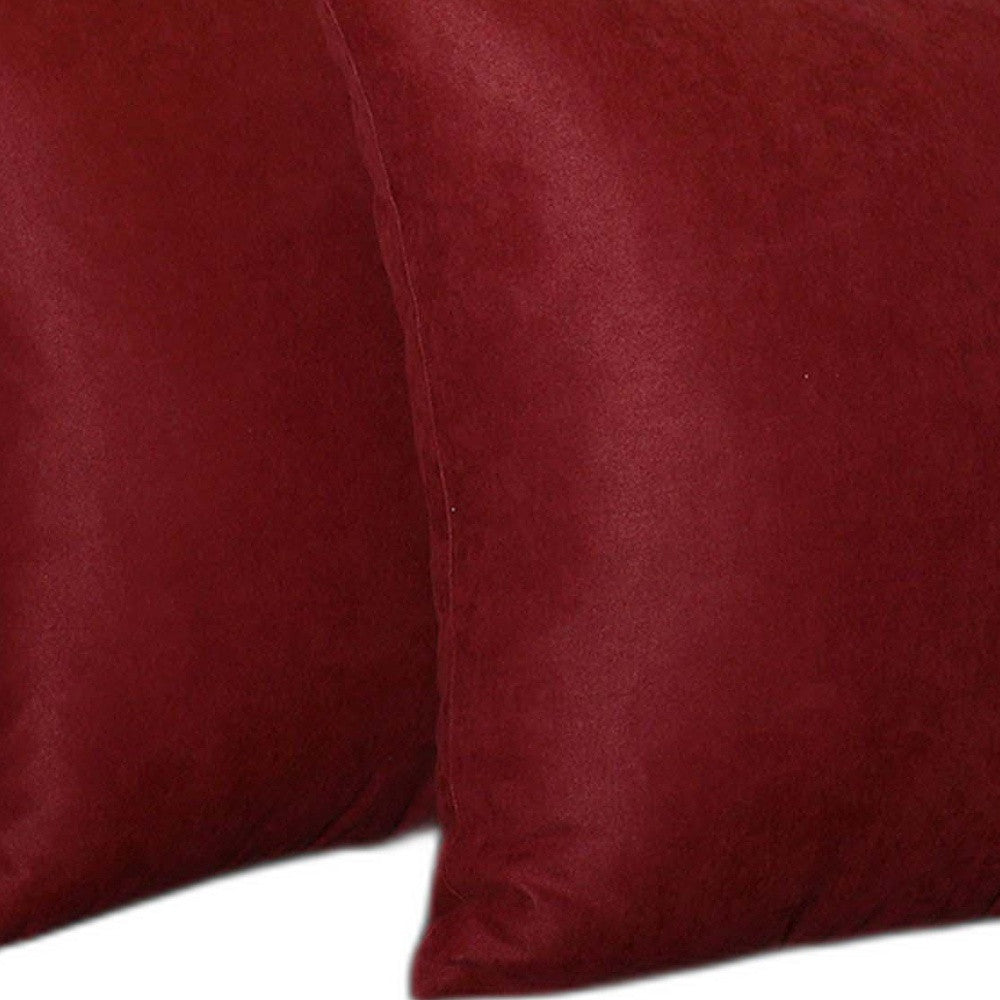 Set Of Two 18" X 18" Claret Red Polyester Zippered Pillow Cover