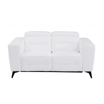 Two Piece Indoor White Italian Leather Five Person Seating Set