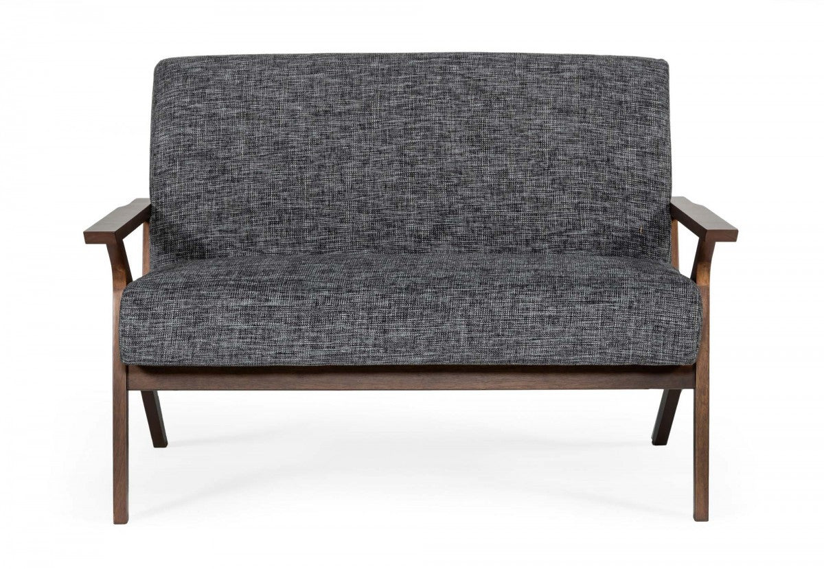 44" Gray And Brown Loveseat