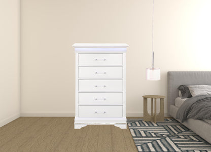 16" White Solid Wood Five Drawer Chest with LED Lighting