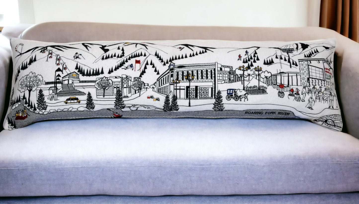 46" White Aspen Daylight Skyline Lumbar Decorative Pillow