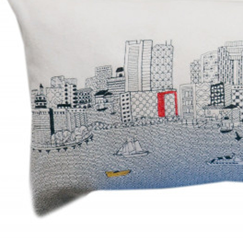 46" White Boston Daylight Skyline Lumbar Decorative Pillow