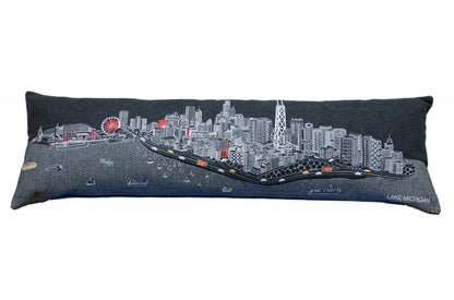 46" Black Chicago Nighttime Skyline Lumbar Decorative Pillow