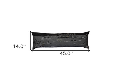 46" Black Hawaii Nighttime Skyline Lumbar Decorative Pillow