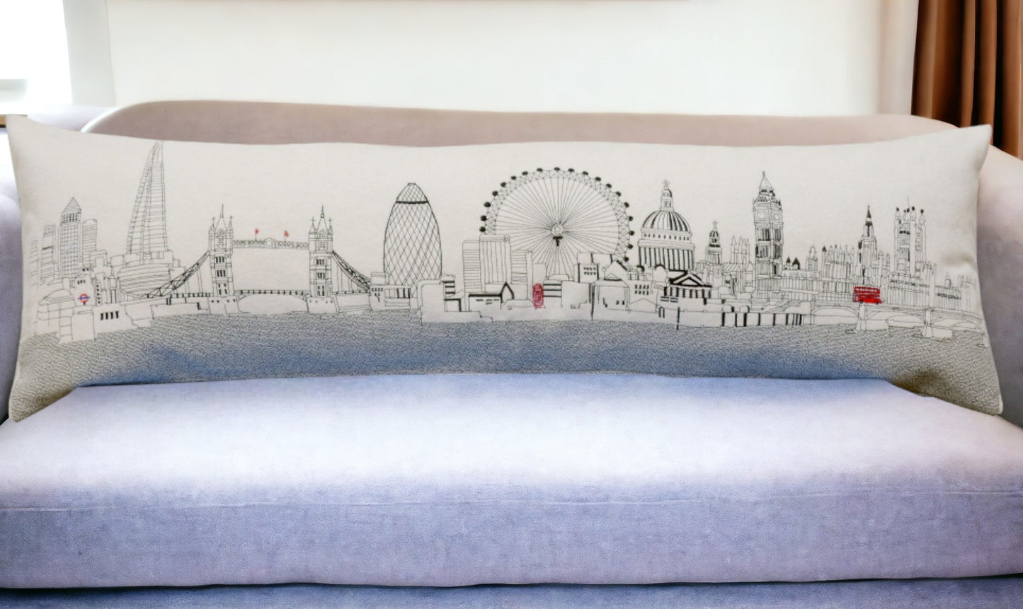 46" White London Daylight Skyline Lumbar Decorative Pillow