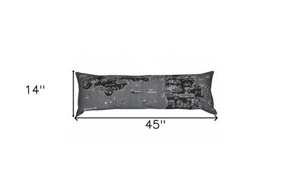 46" Black Michigan Nighttime Skyline Lumbar Decorative Pillow