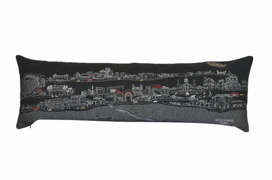 46" Black New Orleans Nighttime Skyline Lumbar Decorative Pillow