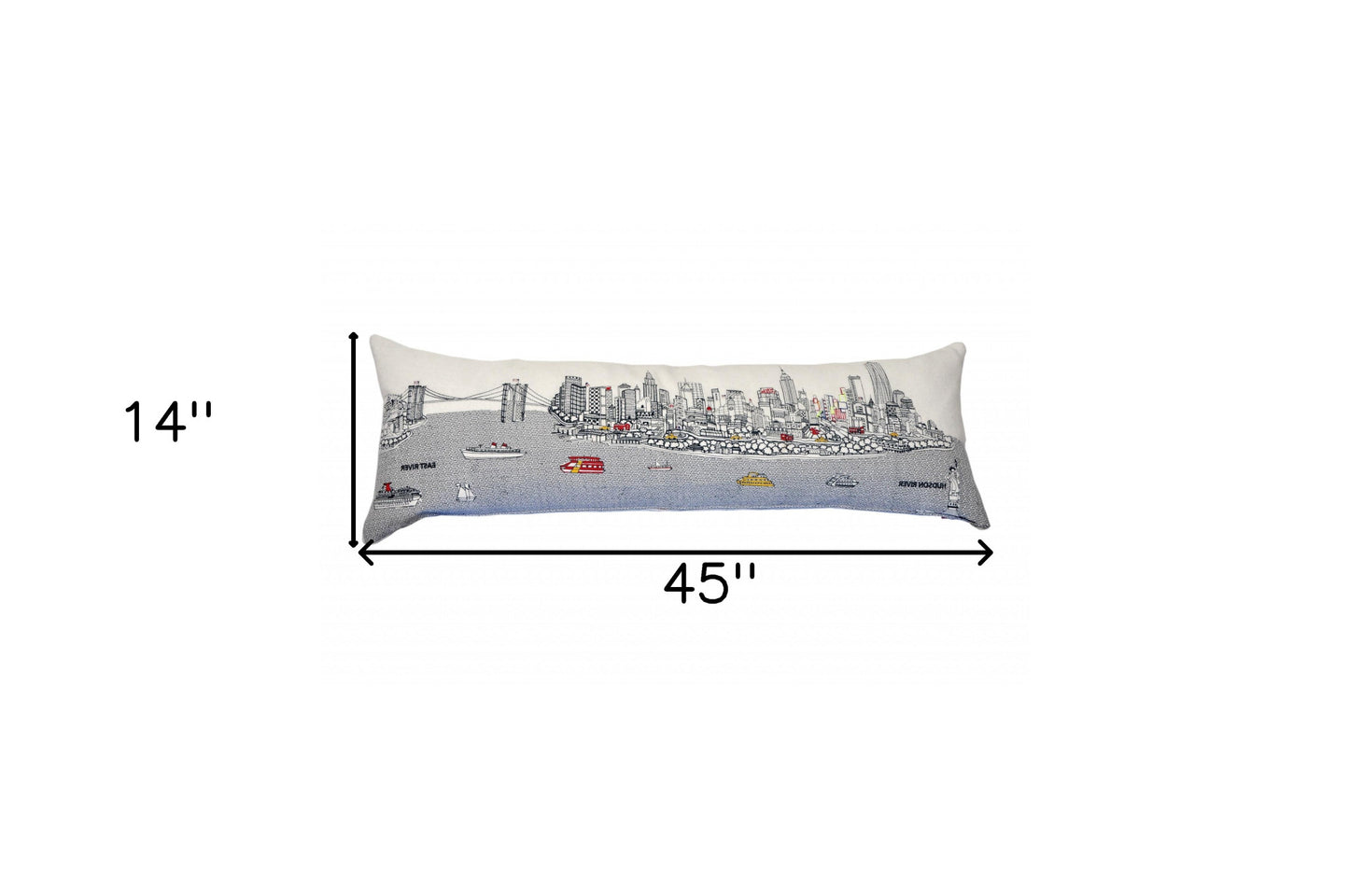 46" White NYC Daylight Skyline Lumbar Decorative Pillow