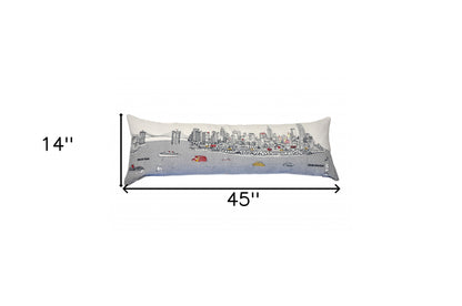 46" White NYC Daylight Skyline Lumbar Decorative Pillow