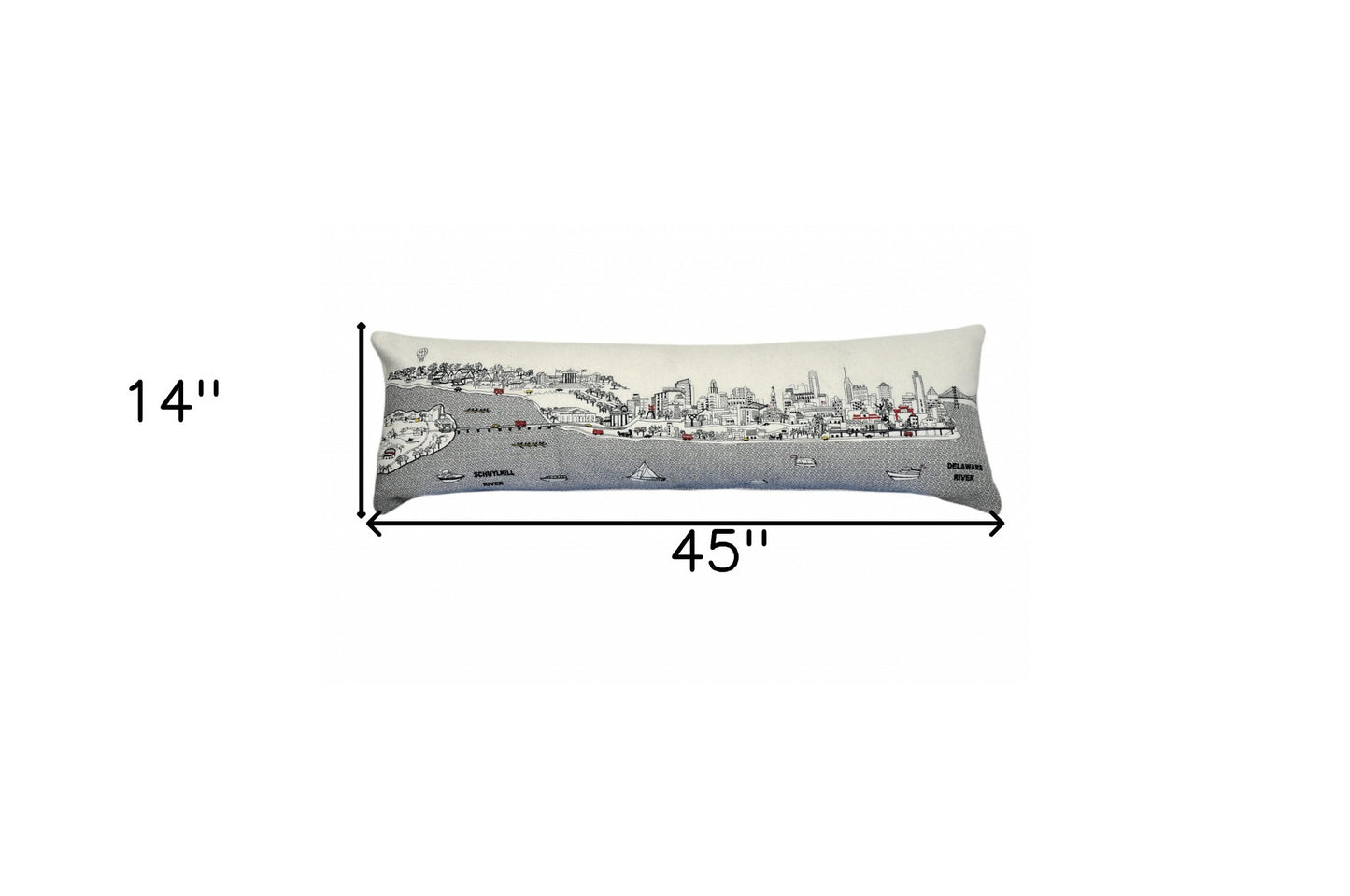 46" White Philadelphia Daylight Skyline Lumbar Decorative Pillow