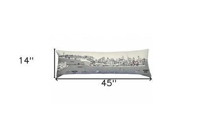 46" White Philadelphia Daylight Skyline Lumbar Decorative Pillow