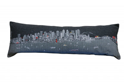 46" Black Seattle Nighttime Skyline Lumbar Decorative Pillow