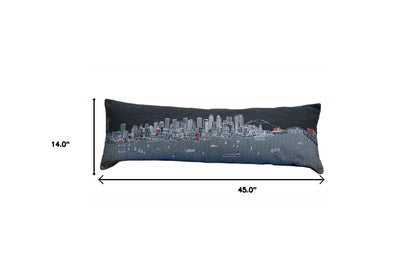 46" Black Seattle Nighttime Skyline Lumbar Decorative Pillow