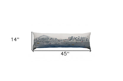 46" White Sydney Daylight Skyline Lumbar Decorative Pillow