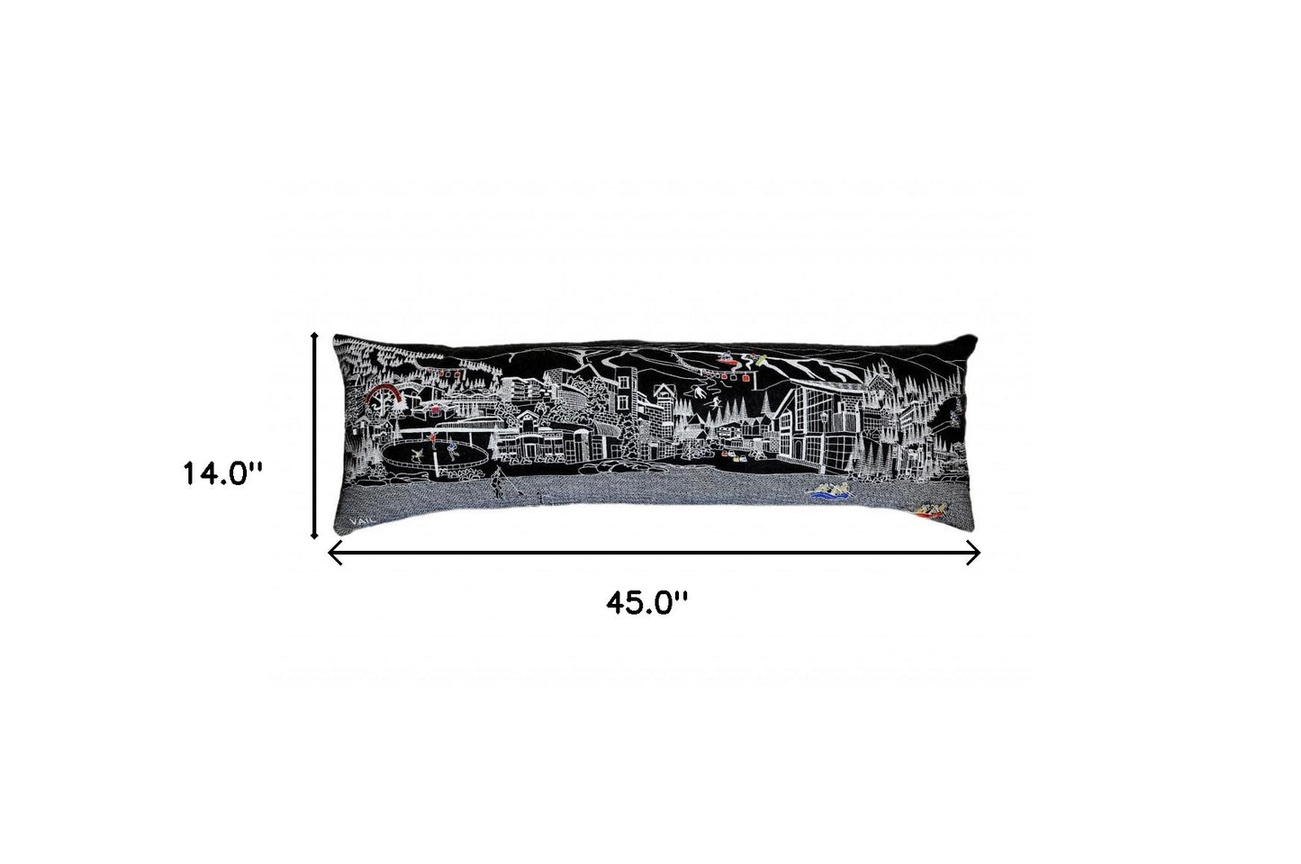 46" Black Vail Nighttime Skyline Lumbar Decorative Pillow