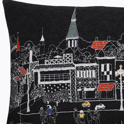 25" Black Annapolis Nighttime Skyline Lumbar Decorative Pillow