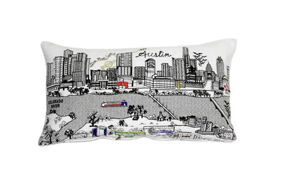 25" White Austin Daylight Skyline Lumbar Decorative Pillow