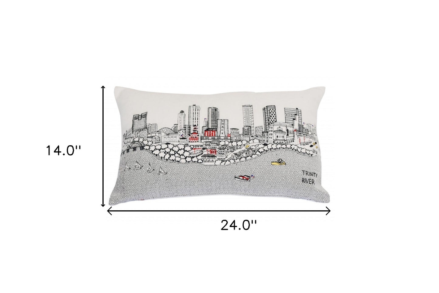 25" White Fort Worth Daylight Skyline Lumbar Decorative Pillow