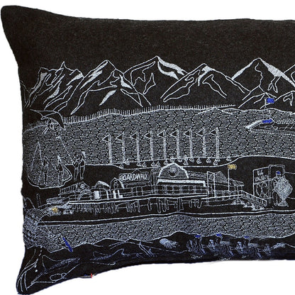 25" Black Homer Spit Nighttime Skyline Lumbar Decorative Pillow