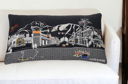 25" Black Jackson Nighttime Skyline Lumbar Decorative Pillow