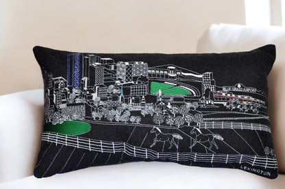 25" Black Lexington Nighttime Skyline Lumbar Decorative Pillow