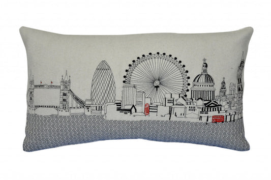 25" White London Daylight Skyline Lumbar Decorative Pillow