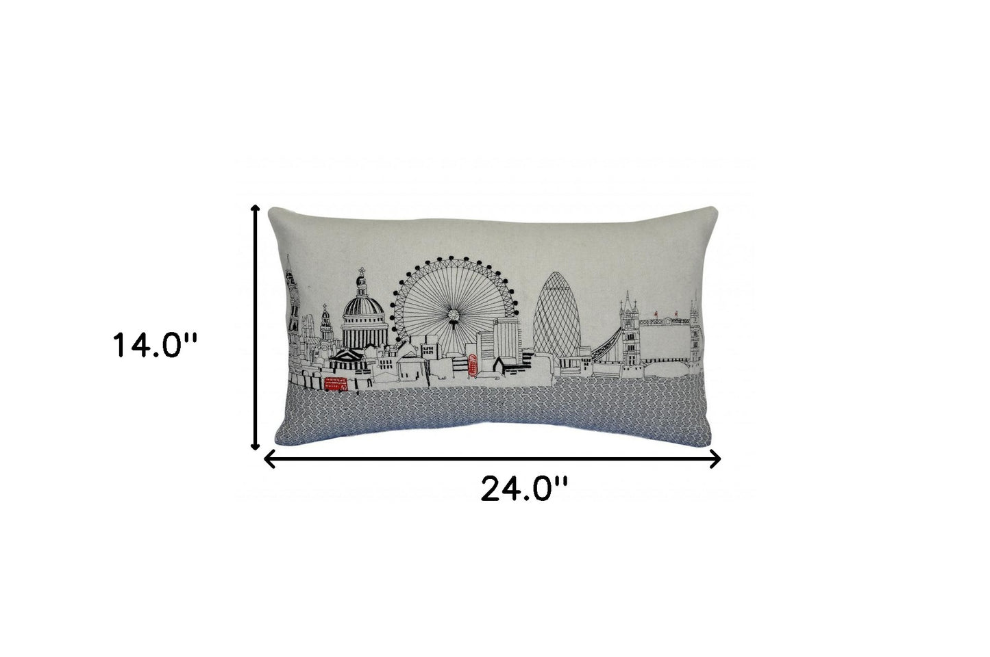 25" White London Daylight Skyline Lumbar Decorative Pillow