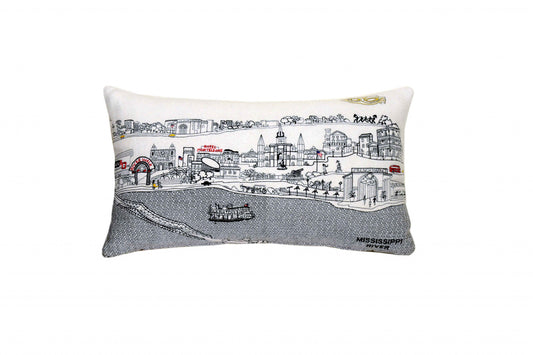 25" White New Orleans Daylight Skyline Lumbar Decorative Pillow