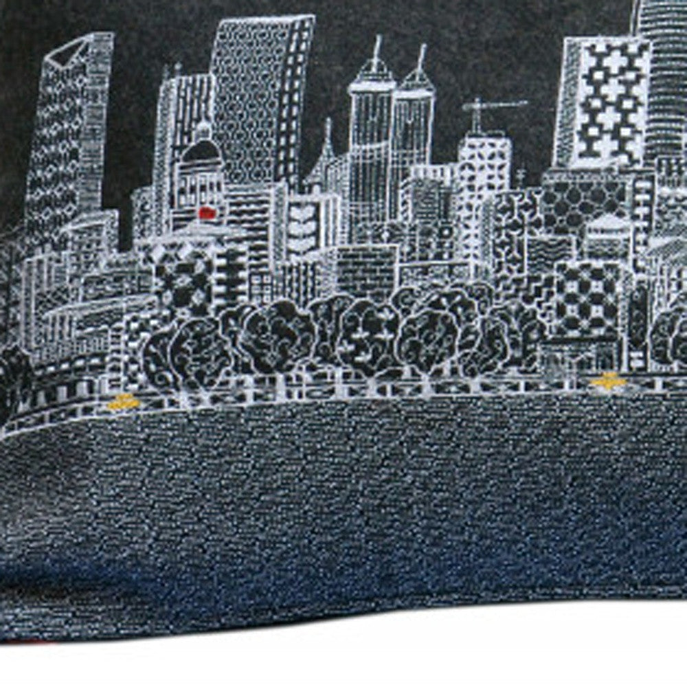 35" Black Atlanta Nighttime Skyline Lumbar Decorative Pillow