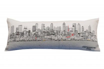 35" White Atlanta Daylight Skyline Lumbar Decorative Pillow