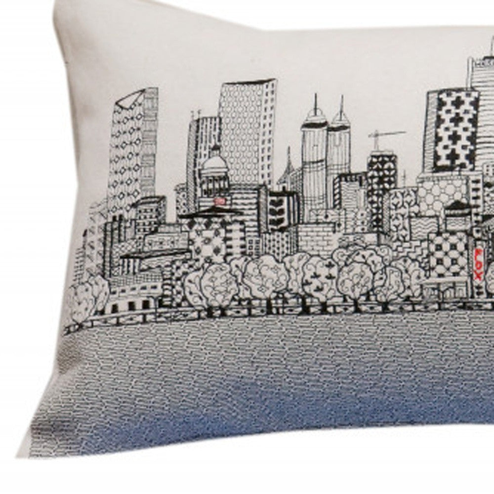 35" White Atlanta Daylight Skyline Lumbar Decorative Pillow