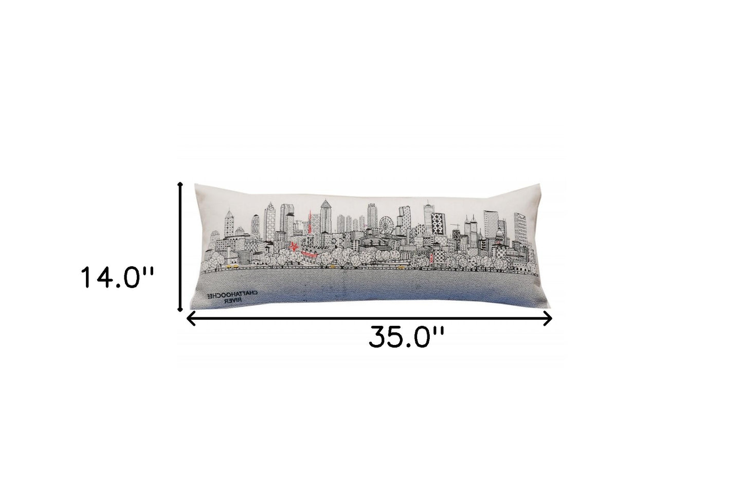 35" White Atlanta Daylight Skyline Lumbar Decorative Pillow